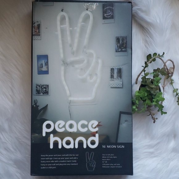 Merkury Inno Peace Hand 16 Inch White Neon Sign
